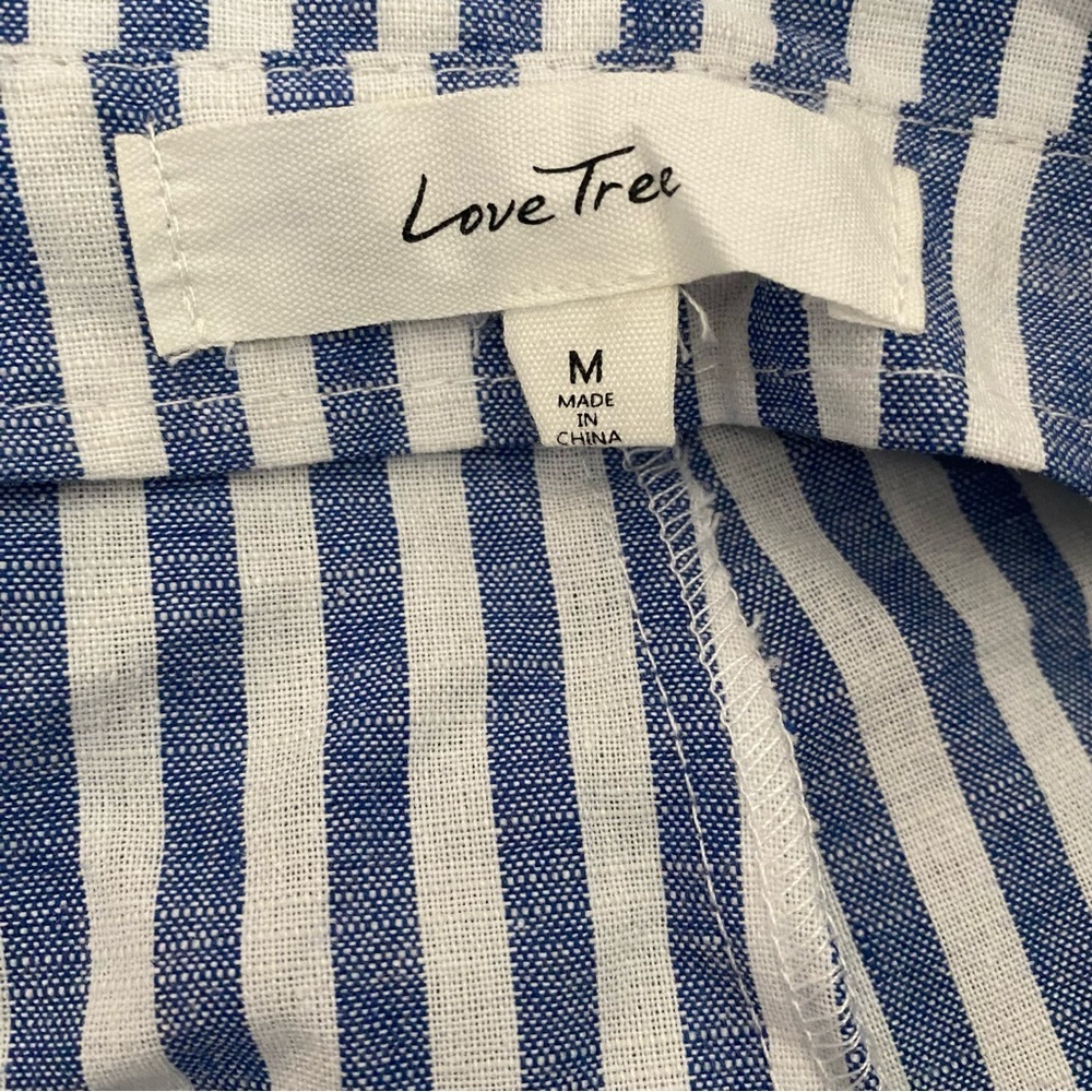 Love Tree Blue and White Striped High Waist Shorts - Picture 5 of 7